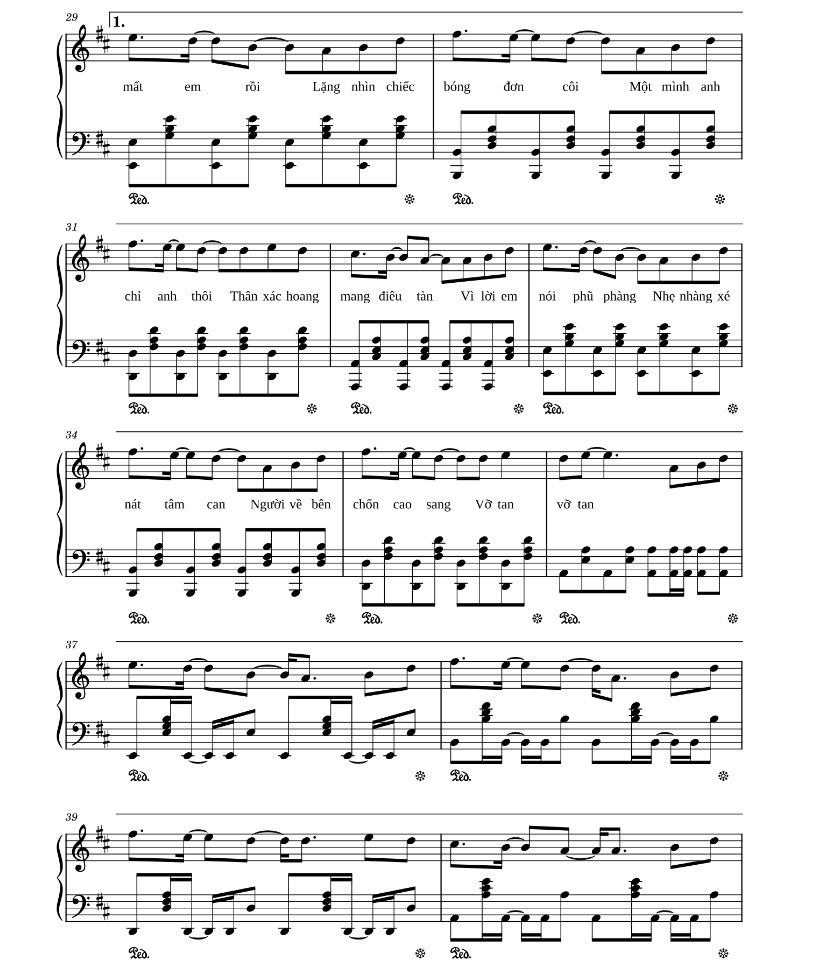 sheet nhạc ngôi sao cô đơn Jack J97 4