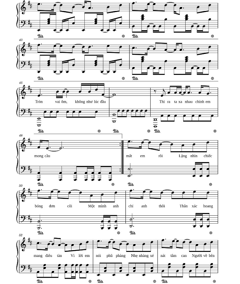 sheet nhạc ngôi sao cô đơn Jack J97 5